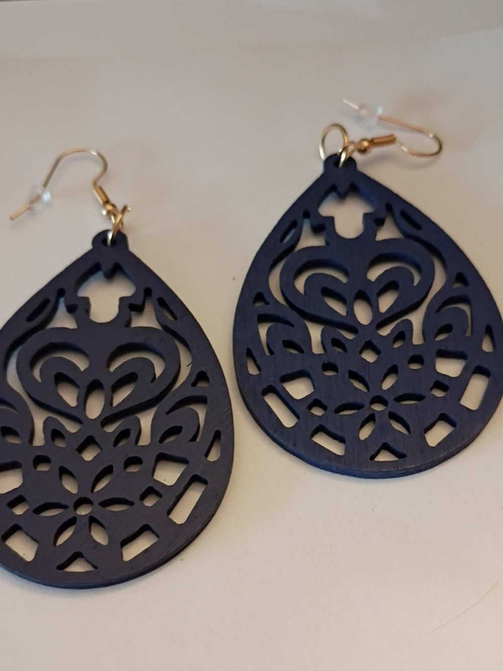 Sale Stylish Navy Cutout Teardrop Earrings - Women Jewelry